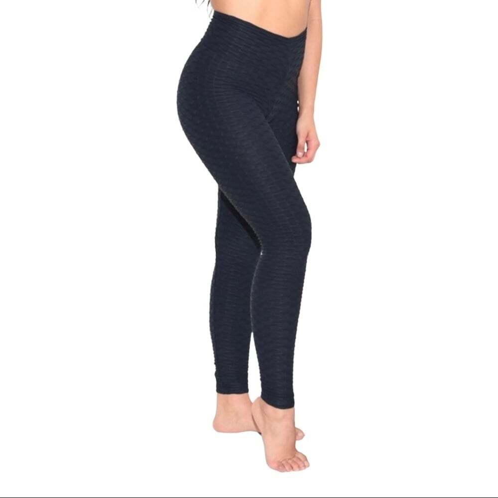 Booty by Brabants Bom Bom Leggings Black One Size Ribbed High Rise Stretch
